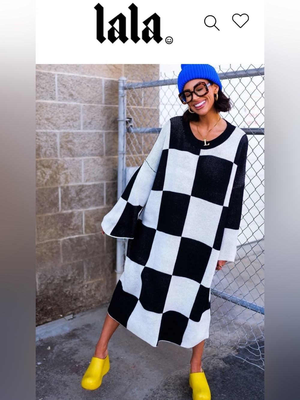 Dressed in LALA Black & White Check Midi Dress